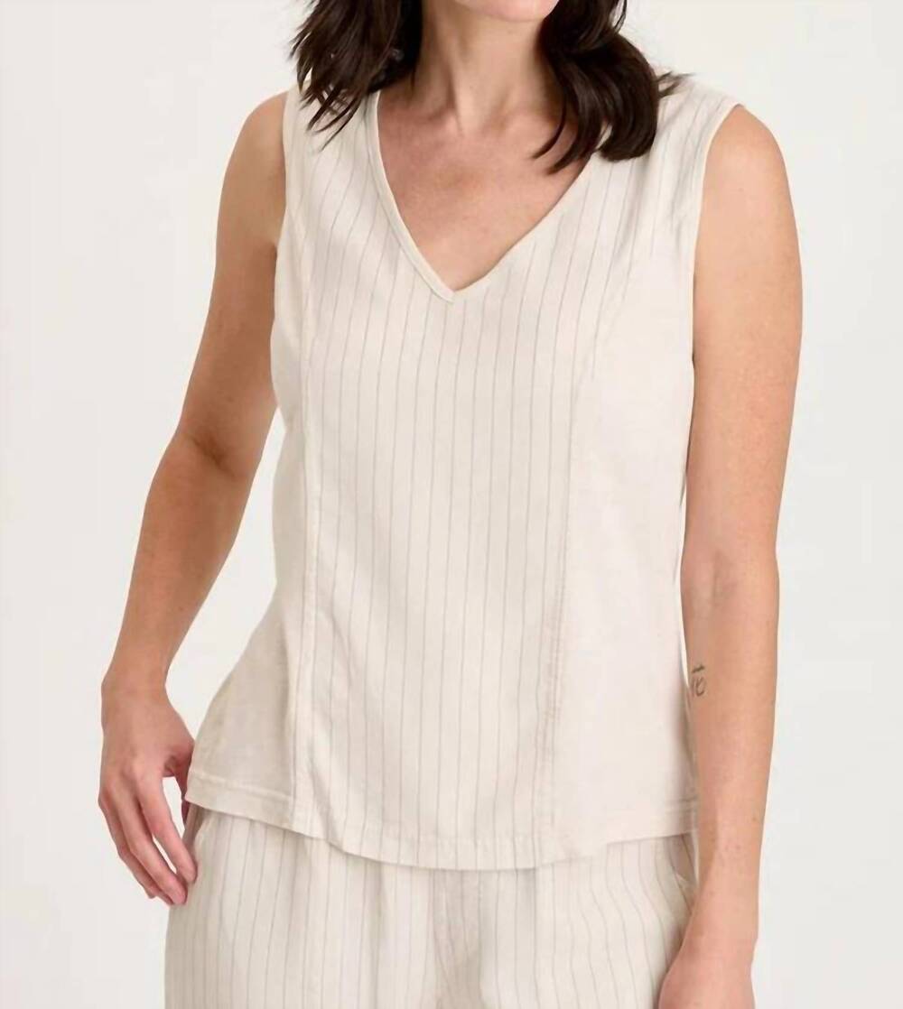 NEW XCVI siska pinstripe v-neck tank in sonic silver
